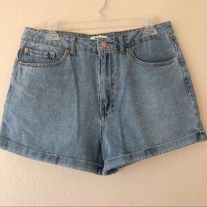 Rolled Hem High Waist Denim Jean Shirts. 30
